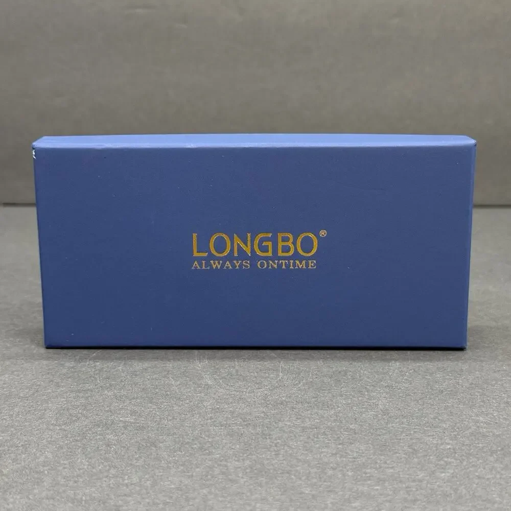 Longbo 80135 Men's Quartz Chronograph 12-Hour Blue Dial Silver Steel Watch